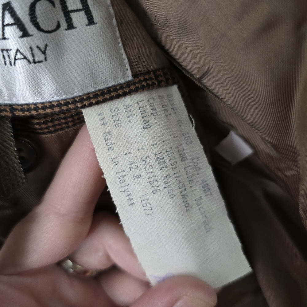 Bachrach Brown Pin Striped Houndstooth Silk Wool  Blazer Suit Jacket Size 42 R - Picture 10 of 11